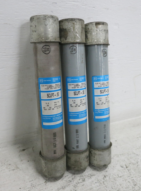 Cutler Hammer 5CLPT-.5E 5.5 kV Current Limiting Fuse 0.5E Amp CLE-PT (LOT OF 3) (DW7246-1)