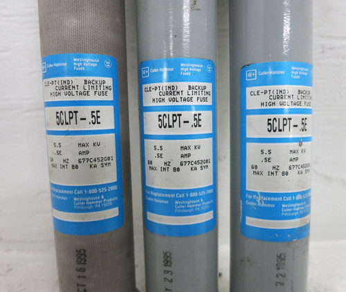 Cutler Hammer 5CLPT-.5E 5.5 kV Current Limiting Fuse 0.5E Amp CLE-PT (LOT OF 3) (DW7246-1)