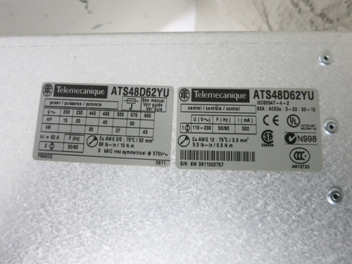 Telemecanique ATS48D62YU 40/50 HP Motor Soft Start AltiStart 48 Drive 40HP 460V (DW7297-2)