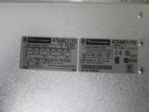 Telemecanique ATS48C11YU 75/100 HP Motor Soft Start AltiStart 48 Drive 75HP 460V (DW7296-2)