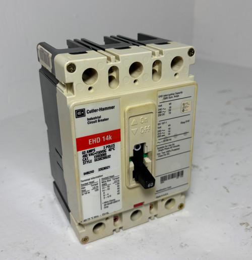Cutler-Hammer EHD3060 60A Circuit Breaker Glossy Red 480 VAC 3P EHD3060L 60 Amp (EM5522-2) Cutler-Hammer EHD3060 60A Circuit Breaker Glossy Red 480 VAC 3P EHD3060L 60 Amp (EM5522-2)