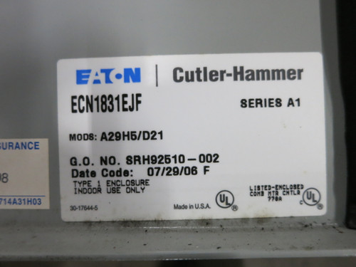 NEW Eaton 100A Fusible Size 3 Starter Combination Combo Box AN16KN0 208V 100 Amp (DW7380-1)