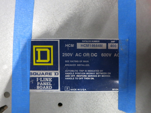 NEW Square D 400A 600V HCM I-Line Panel Board Interior MLO 3PH 3W 400 Amp (DW7403-1)