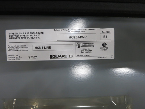 NEW Square D HC2674WP HCN I-Line 3R 26" x 74" Breaker Panel Enclosure Panelboard (DW7408-1)