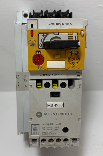 Allen Bradley 190-A40 Motor Starter 190-P010 190-CPS40 3PH 10 Amp 600V 120V Coil (EM5553-3)
