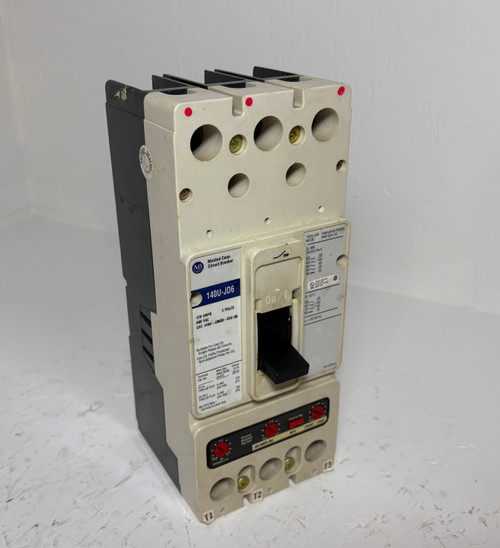 Allen Bradley 140U-JD6 125A Circuit Breaker 480/600V 3P 140U-JD6D3-D12 125 Amp (EM5570-1) Allen Bradley 140U-JD6 125A Circuit Breaker 480/600V 3P 140U-JD6D3-D12 125 Amp (EM5570-1)