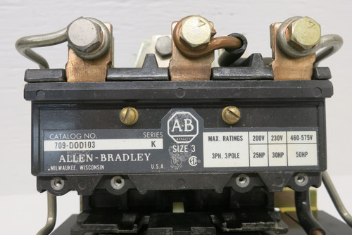 Allen Bradley 709-DOD103 Size 3 Motor Starter 120V Coil 709-D0D103 3PH 3P 50HP (AH0640-1)
