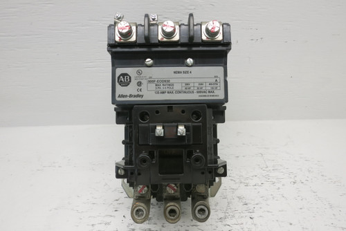 Allen Bradley 500F-EOD930 Size 4 Motor Contactor 120V Coil 135A 500F-E0D930 600V (AH0641-1)