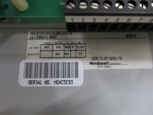 Allen Bradley 2364FA-MNC Regenerative DC Bus Supply Unit 2364F RGU 575V 600 kVA (DW7463-1)