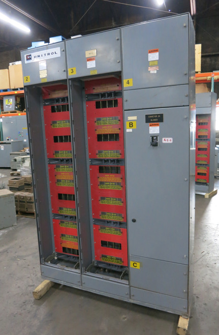 F10 Unitrol 600/400A 480V 3x Section MCC Motor Control Center w/ Size 5 Bucket (DW7481-1)