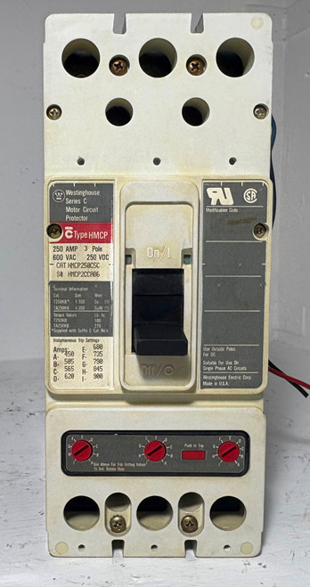 Westinghouse HMCP250C5C 250A Circuit Breaker Matte w/ Aux 3P 600V HMCP 250 Amp (EM5630-1)