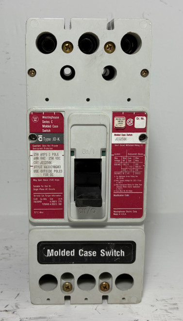 Westinghouse JD3250K 250A Molded Case Switch Type JD-K 3P 480/600V JD3250 (EM5629-1)