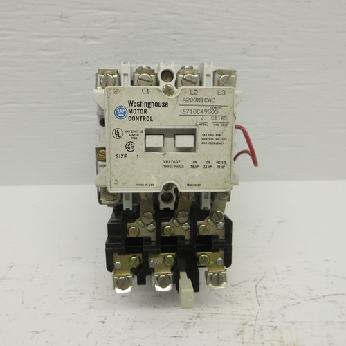 Westinghouse A200M1CAC Size 1 Motor Starter 120V Coil 10HP Model J 460/575V A200 (AH0722-1)