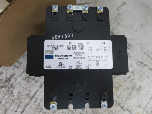 NEW Hevi Duty 0.380 kVA 240/480 to 120 V 1PH Transformer 5802 E380 SBE Control (DW7513-1)
