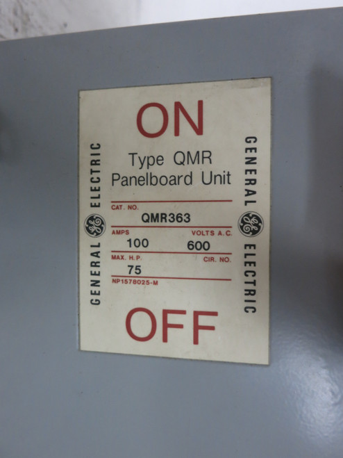 GE QMR363 100A 600V Type QMR Fusible Panel Board Switch Unit 100 Amp QMR-363 (DW7521-1)
