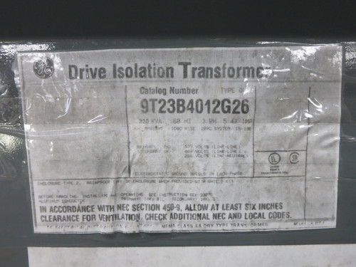 GE 220 kVA 575 Delta to 460Y/266 V 3PH Transformer 9T23B4012G26 575V - 460V (DW7537-1)