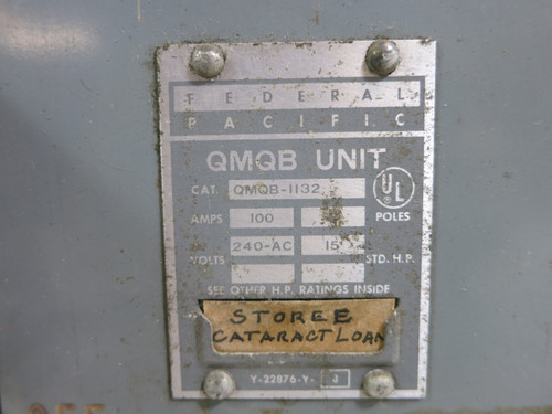 FPE QMQB1132 100A 240V Twin Fusible Panel Board Switch QMQB-1132 100 Amp Dual (DW7580-1)