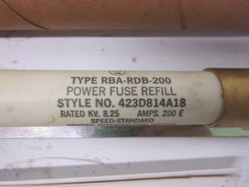 NEW Westinghouse 423D814A18 Power Fuse Refil Type RBA-RDB-200 200E 8.25KV 8250V (AH0754-6)