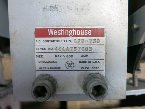 Westinghouse GPD-730 Size 7 Motor Contactor 461A757G03 600V GPD730 480V (DW7591-1)