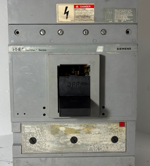 Siemens HMD63F800 800A Circuit Breaker w/ 800 Amp Trip 600V 3P HMD6 ITE no label (EM5680-1)