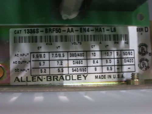 Allen Bradley 1336S-BRF50-AA-EN4-HA1-L6 5 HP 1336 PLUS 480V AC VS Drive VFD (DW7627-1)