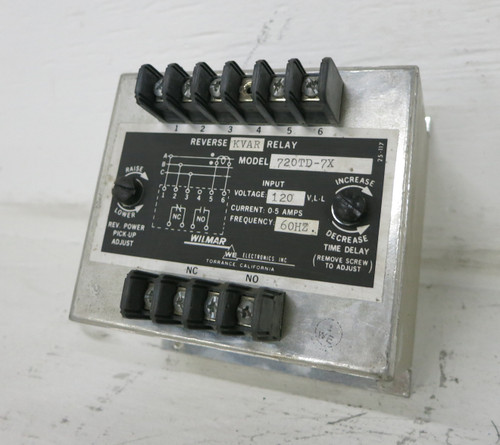 Wilmar 720TD-7X Reverse KVAR Relay 120V 700 Series Time Delay 720TD7X TE Tyco (DW7644-3)