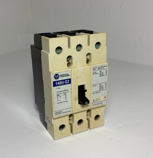 Allen-Bradley 140U-G2 40A Circuit Breaker 480V 3P 140UG2 40 Amp A-B HACR (EM5696-3)