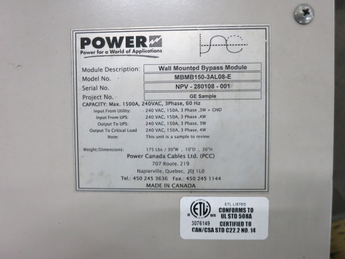 NEW Power MBMB150-3AL08-E Bypass Module 150A 240V 3PH 150 Amp 240 VAC (DW7682-1)