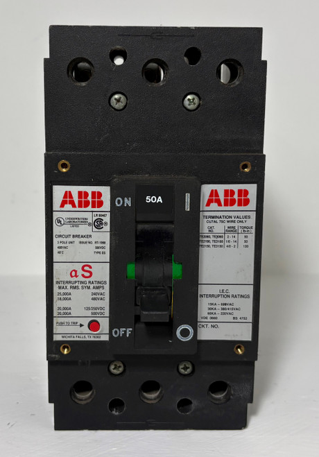 ABB Type ES 50A 3 Pole Circuit Breaker 18kA @ 480 VAC RT-1999 50 Amp 3P (EM5703-3)