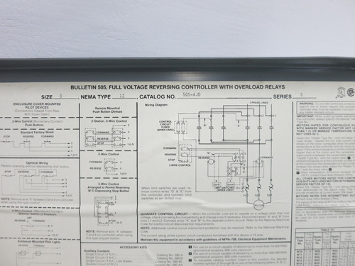 NEW Allen Bradley 505-AJD Size 0 Reversing Enclosed Motor Starter 505-AOD Type12 (DW7730-1)