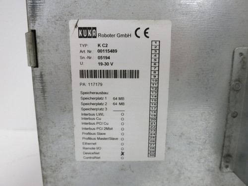 Kuka KC2 Servo Drive PLC Rack Robot Control Computer Art Nr 00115489 K-C2 64 MB (DW7767-2)