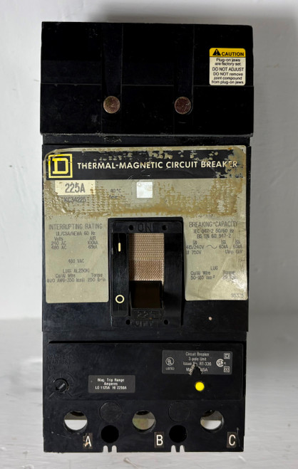 Square D I-Line KC34225 225A Circuit Breaker 480 VAC 3 Pole KC 225 Amp bad label (EM5735-2)
