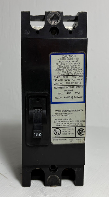 Cutler-Hammer CHH2150H4 150A 2P Circuit Breaker 240 VAC 2 Pole Type CHH 150 Amp (EM5743-3)