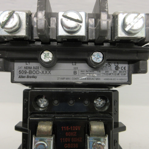 Allen Bradley 509-BOD-XXX NEMA Size 1 Starter E1-Plus 120V Coil 592-EEDC FLAWED (AH0889-1)