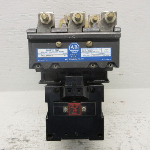 Allen Bradley 702L-EOD93 Lighting Contactor 200A 600VAC 3P 120V Coil 702L-E0D93 (AH0894-1)