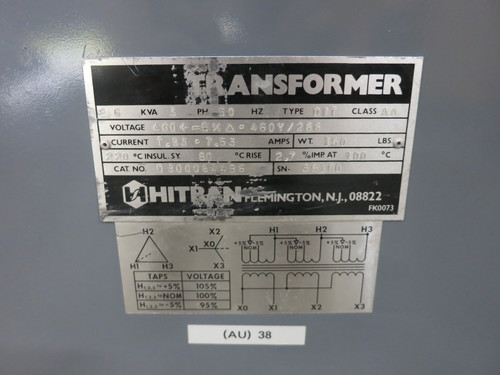 Hitran 6 kVA 460 Delta to 460Y/266 V 3PH Isolation Dry Type Transformer 460V (DW7804-1)