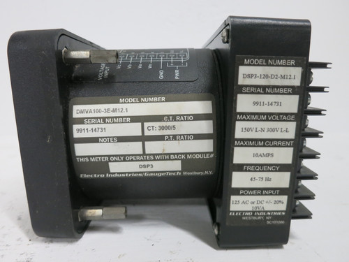 Electro Industries DMVA100-3E-M12.1 Power Monitor CT 3000/5 DSP3-120-D2-M12.1 (DW7810-1)