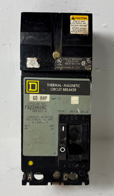 Square D I-Line FA22060AC 60A 2P Circuit Breaker 240V FA 2 Pole 60 Amp FA22060 (EM5756-1)