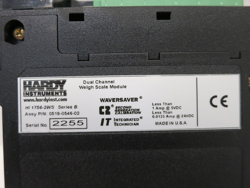 Hardy 1756-2WS Ser B Weigh Scale ControlLogix PLC Module WaverSaver 0519-0546-02 (DW7867-1)