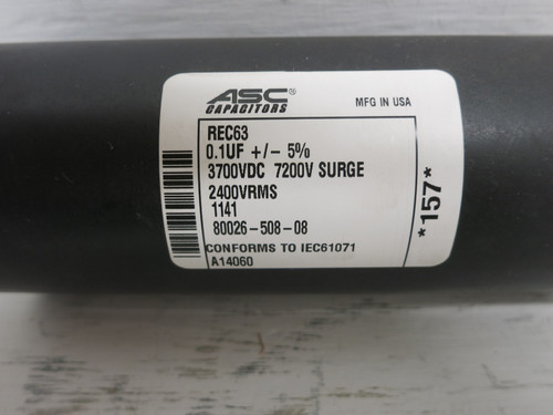 ASC 80026-508-08 REC63 Snubber Capacitor 0.1uf 3700 VDC 7200V Surge 2400V RMS (DW7871-4)