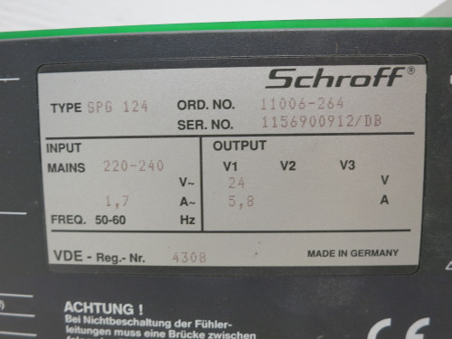 Schroff SPG 124 GEDevelop GFM Power Supply PLC Module 24V Out 11006-264 SPG124 (DW7887-1)