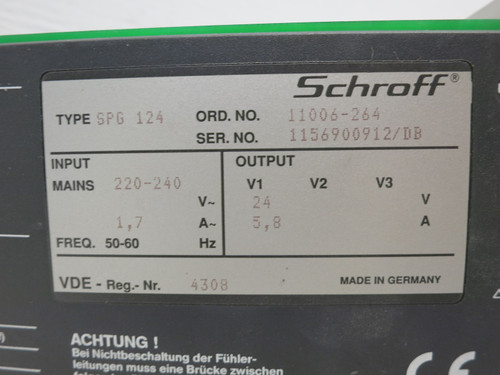 Schroff SPG 124 GEDevelop GFM Power Supply PLC Module 24V Out 11006-264 SPG124 (DW7887-1)