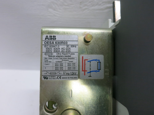 ABB OESA-630R03 630A Fusible Disconnect Switch Interrupter 630 Amp 3P 170M6012 (DW7904-1)