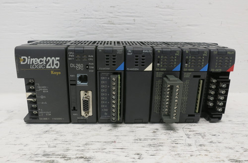 Direct Logic 205 PLC Rack D2-06B-1 PS D2-260 DL260 CPU I/O Modules Koyo Facts (DW7903-1)