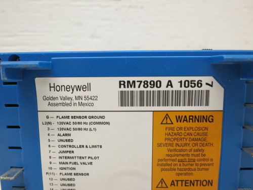Honeywell RM7890-A-1056-7 Burner Control Module PLC Flame Detector Relay 7800 (DW7902-1)