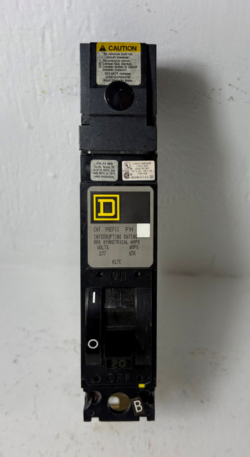Square D I-Line FHB16020B 20A 1 Pole Circuit Breaker 277V FAB FHB16020 20 Amp 1P (EM5808-2)