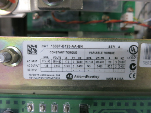 Allen Bradley 1336F-B125-AA-EN 125 HP AC VS Drive 480V 1336 Plus II VFD 480 VAC (DW7952-1)
