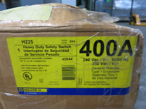 NEW Square D H225 400A 240V Fusible Safety Switch Disconnect 2P 400 Amp 250 VDC (DW7958-8)