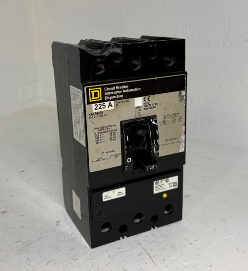 Square D KAL36225 225A Circuit Breaker 600V Type KAL 3 Pole 225 Amp HACR flaw (EM5838-1)