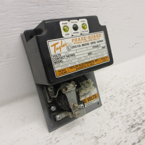 Taylor PLV-480 Phase-Gaurd Phase Failure Relay 480V 3PH 30A Fixed Time Delay USA (AH1005-1)